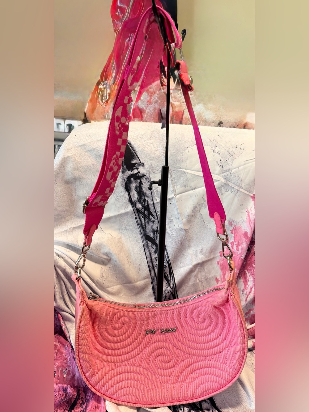 Betsey Johnson Pink Quilted Shoulder Bag bundle S17